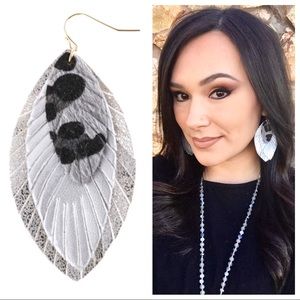 Riah fashion silver leopard fringe layered earring